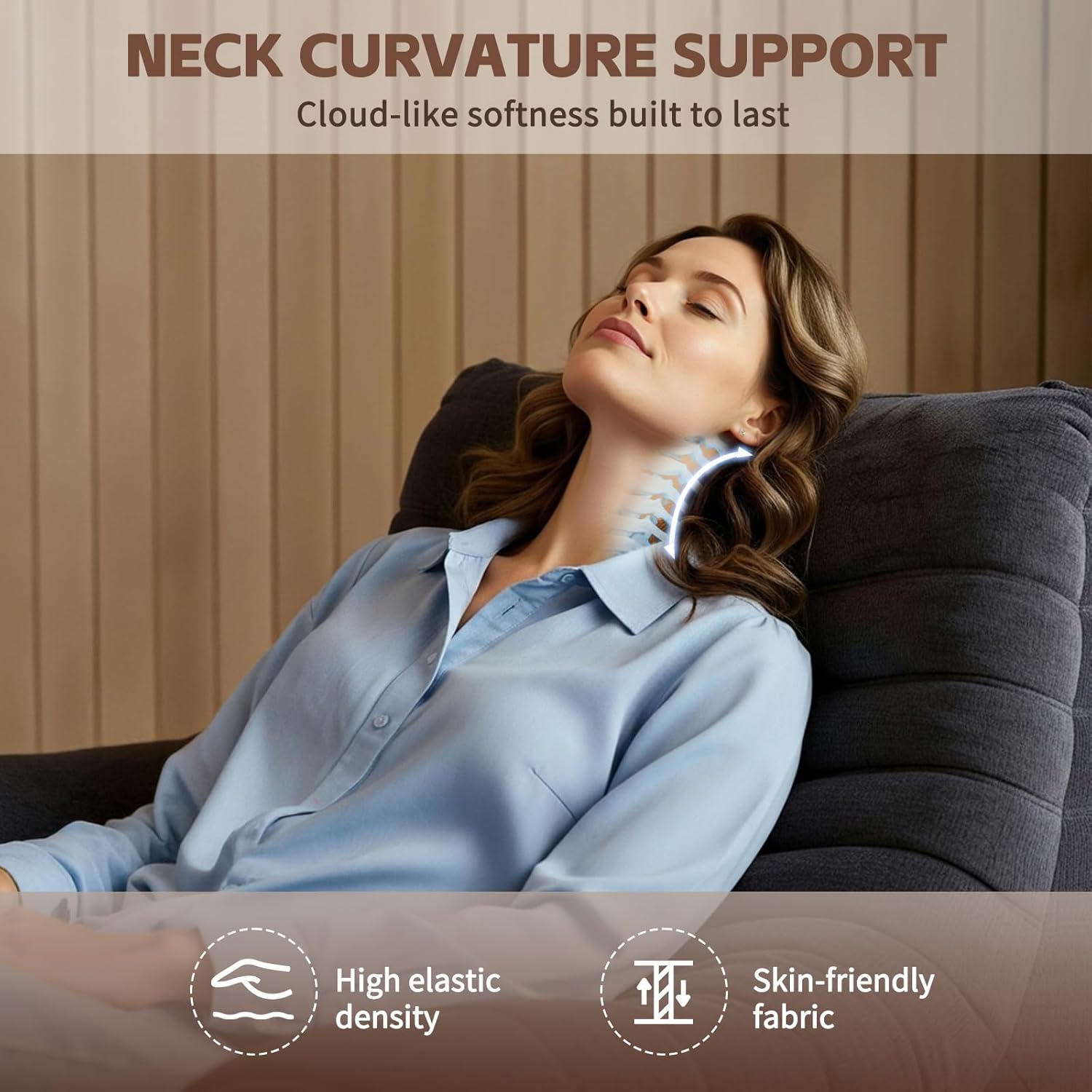 Bean Bag Chair, Togo Style Fireplace Lounge Chair with Memory Foam, Giant Bean Bag Sofa for Adults, Comfortable Floor Sofa for Living Room, Bedroom, Gaming and Office (Brown)