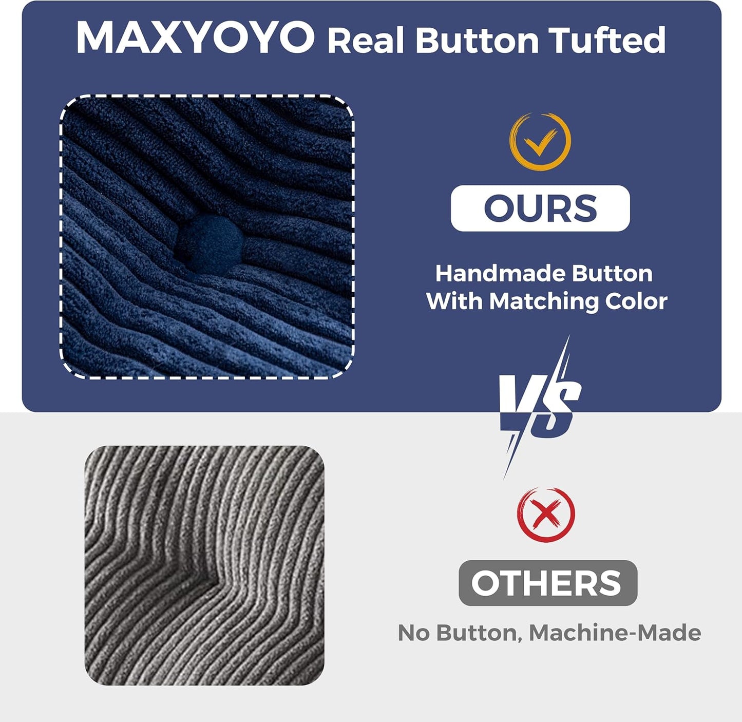 MAXYOYO 2 Seater Sofa Corduroy, Upholstered Floor Sofa Chair with Armrests, Loveseat Boneless Couch with Tufted Cushion & Backrest, Large Bean Bag Couch for Bedroom Living Room